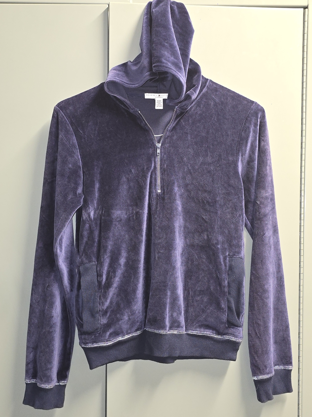 Tommy Hilfiger Purple Velour Half-Zip Hoodie